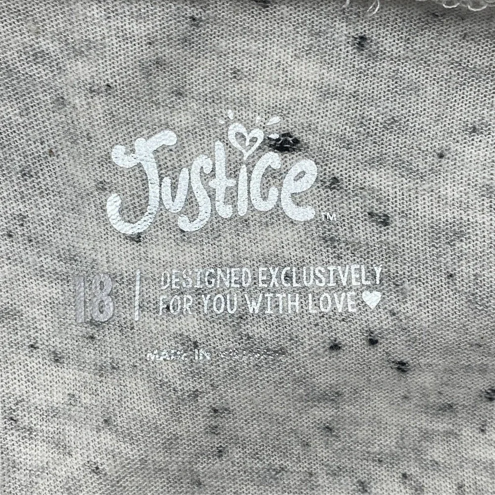 JUSTICE Girl's Gray Inspirational Graphic Long Sleeve High Low T-Shirt